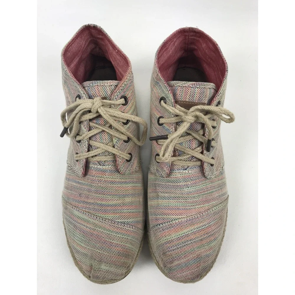 Toms Booties Canvas‎ Hightops Womens Sz 9.5 Espadrille Shoes Multicolor